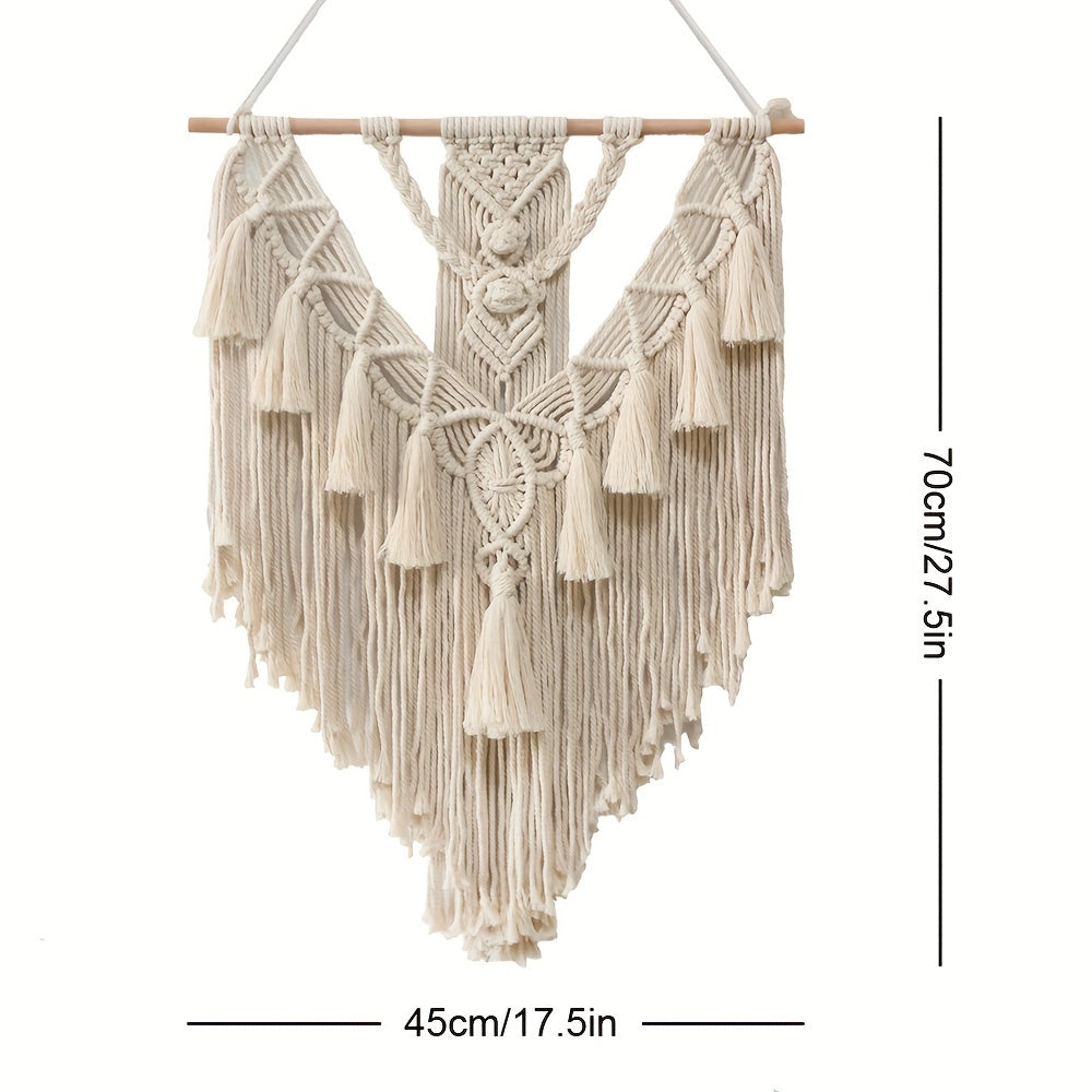 Håndvævet macramé-vægtæppe – boho-inspireret vægpynt