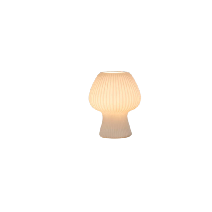 Vintage natbordslampe – svampeformet i ribbet glas