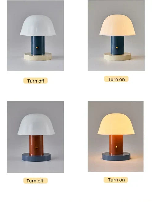 Svampebordlampe – genopladelig med touch-dæmpning