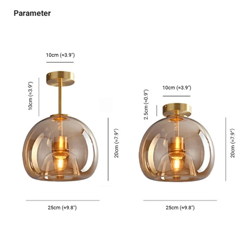Vintage Bobleglas Loftlampe – Retro Ravfarvet Pendel