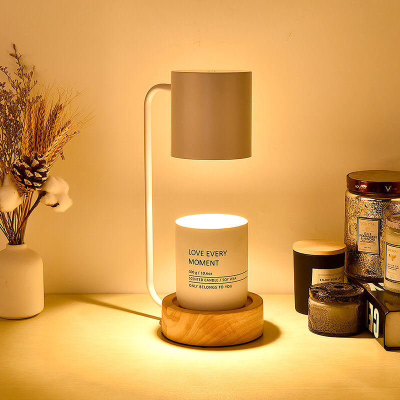 Japansk minimalistisk bordlampe i træ og metal