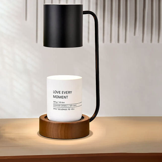 Japansk minimalistisk bordlampe i træ og metal