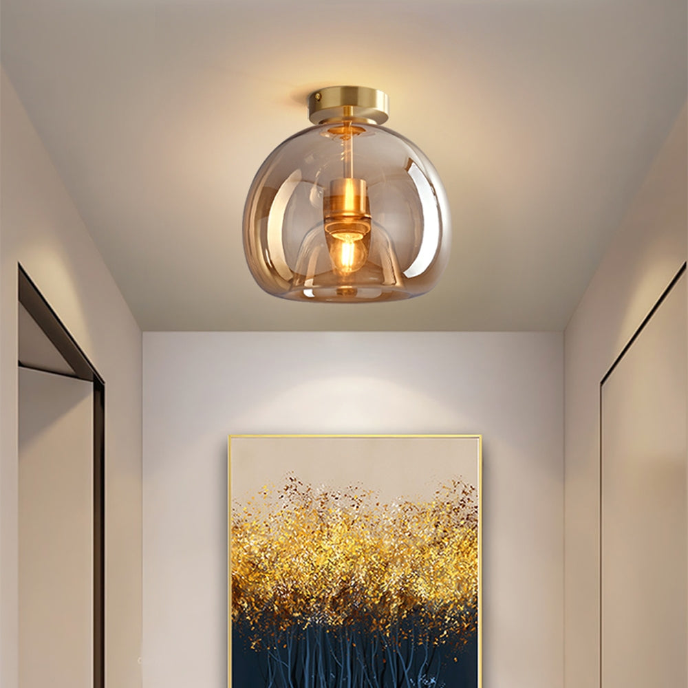 Vintage Bobleglas Loftlampe – Retro Ravfarvet Pendel