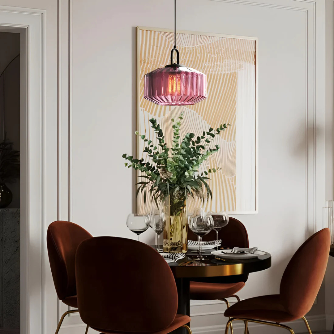 Mireta – glaspendel med retrofarvet glas