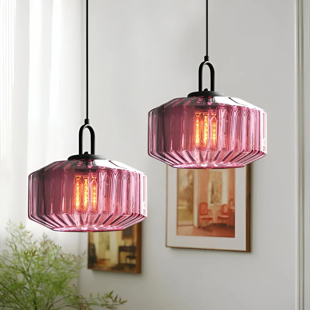 Mireta – glaspendel med retrofarvet glas
