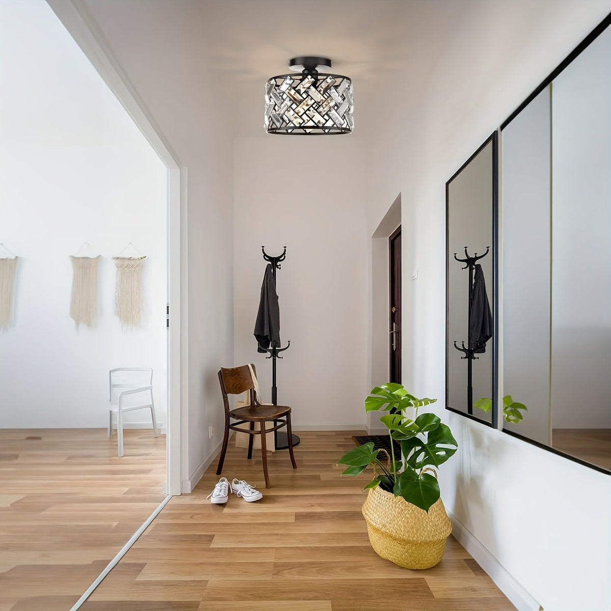 Moderne krystalloftlampe – elegant semi-flush armatur