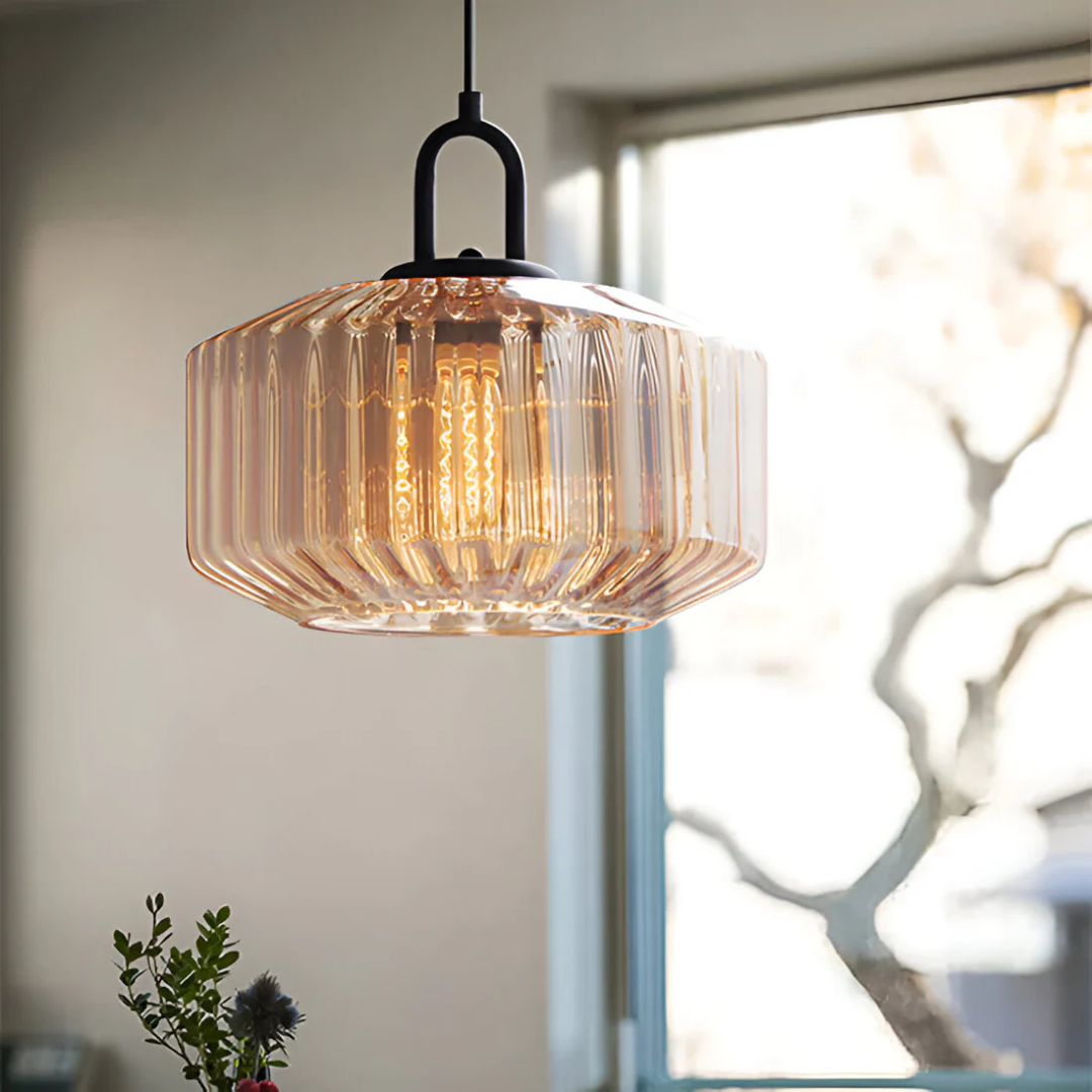 Mireta – glaspendel med retrofarvet glas