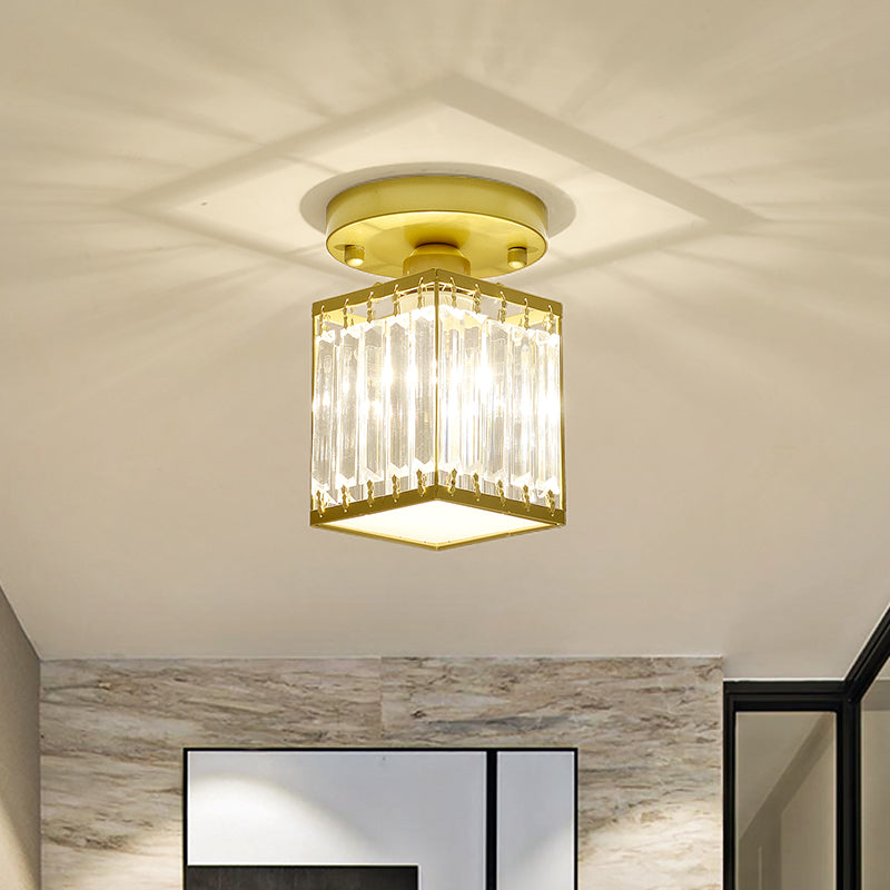 Krystal entréloftlampe – semi-flush design