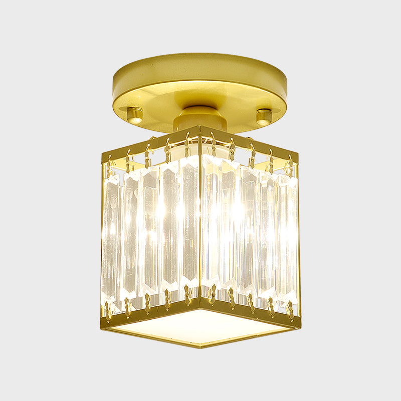 Krystal entréloftlampe – semi-flush design