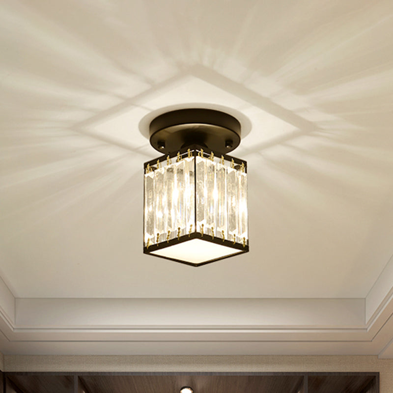 Krystal entréloftlampe – semi-flush design
