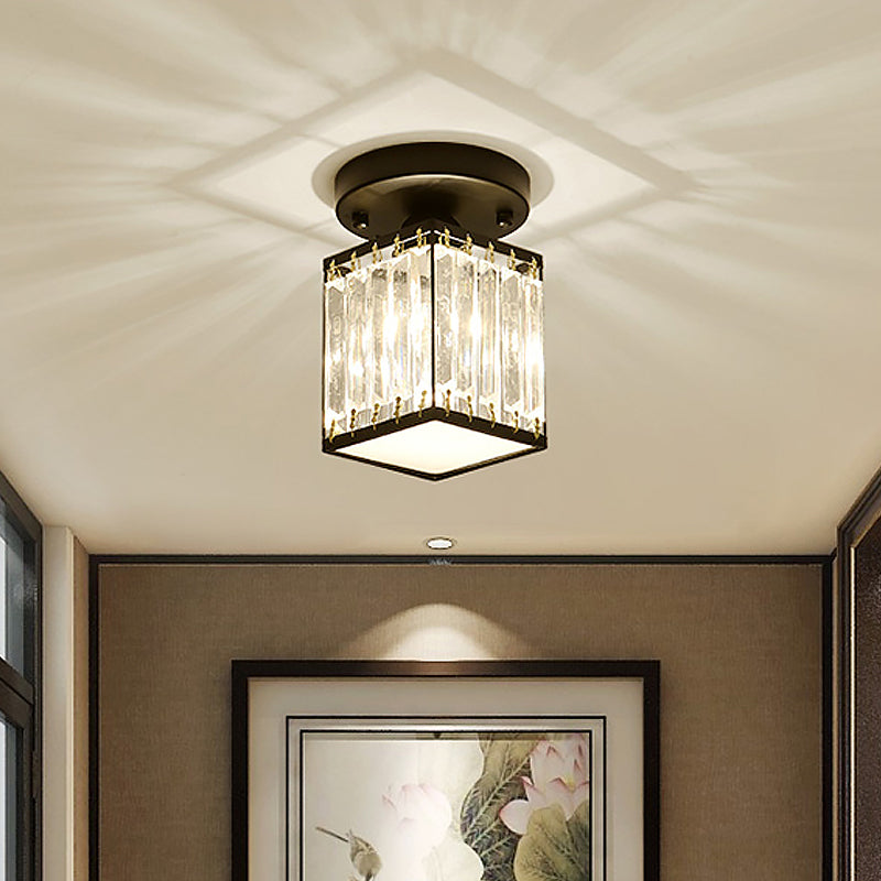 Krystal entréloftlampe – semi-flush design