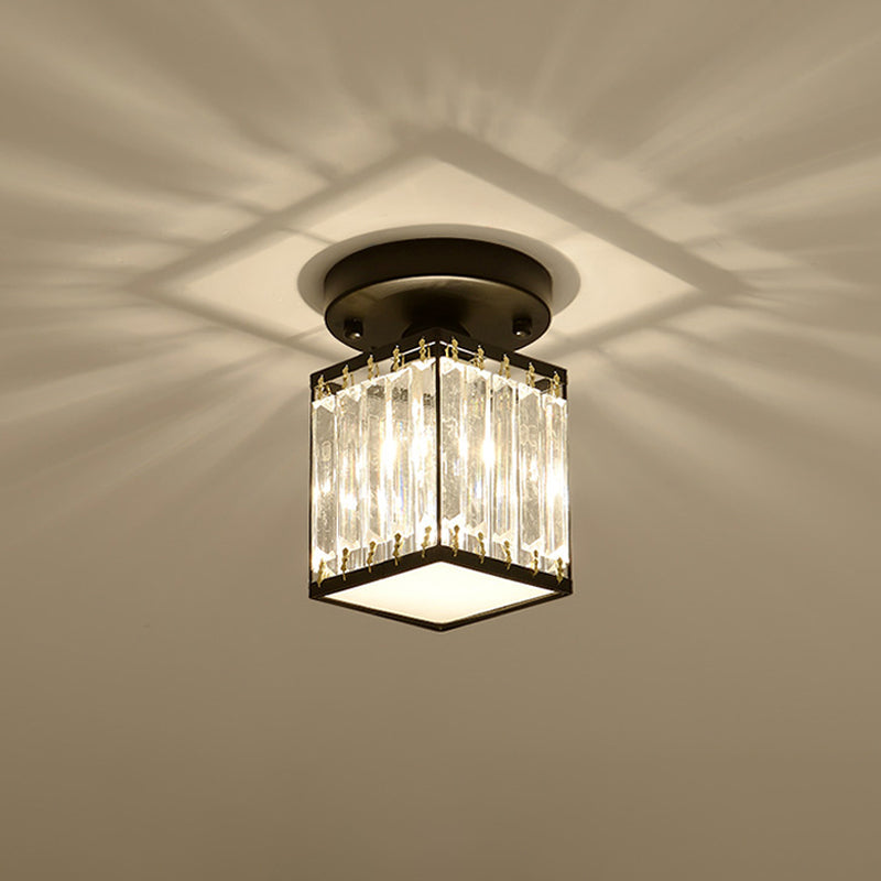 Krystal entréloftlampe – semi-flush design