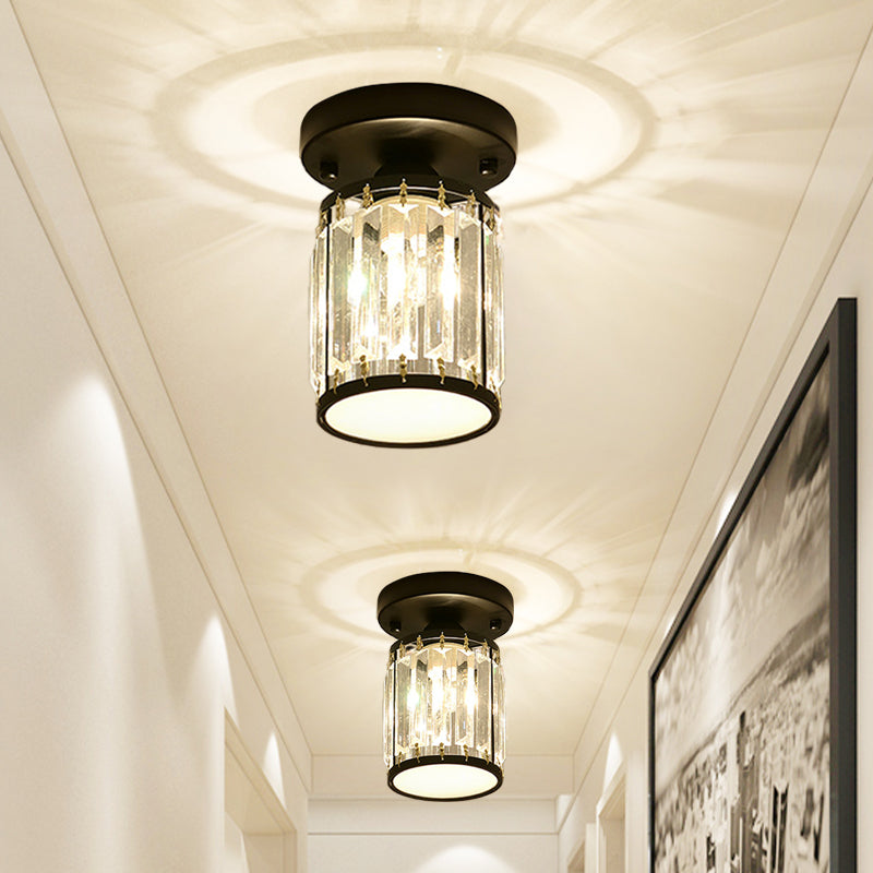 Krystal entréloftlampe – semi-flush design