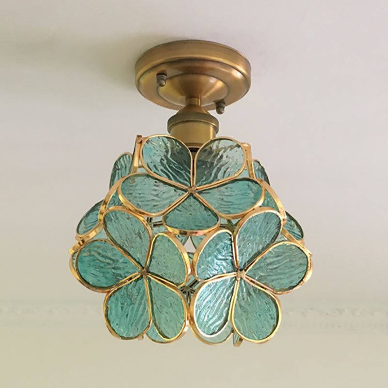 Retro blomsterloftlampe – farverig PVC-skærm
