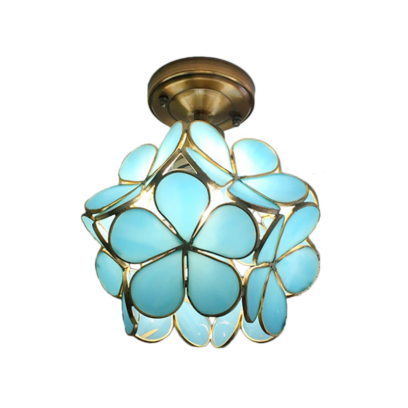 Retro blomsterloftlampe – farverig PVC-skærm