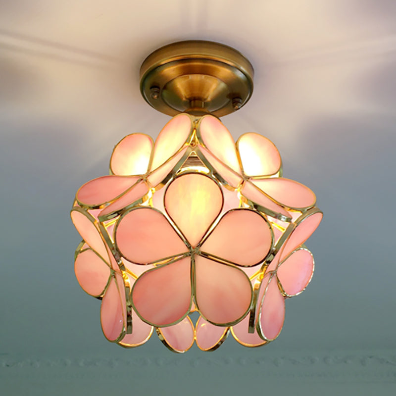 Retro blomsterloftlampe – farverig PVC-skærm