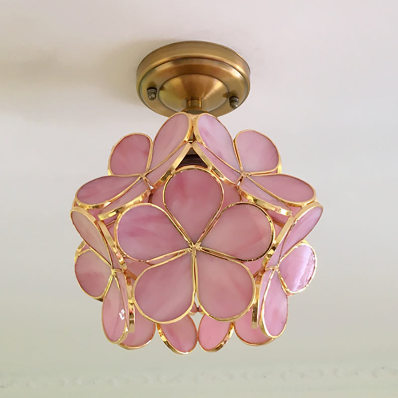 Retro blomsterloftlampe – farverig PVC-skærm
