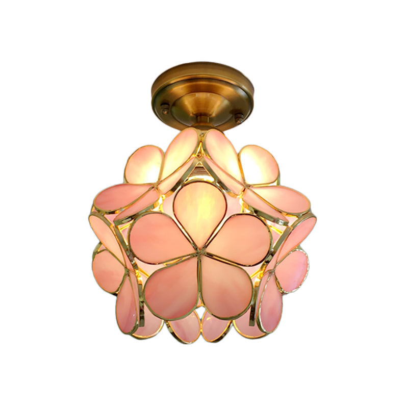 Retro blomsterloftlampe – farverig PVC-skærm