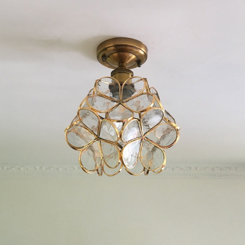 Retro blomsterloftlampe – farverig PVC-skærm