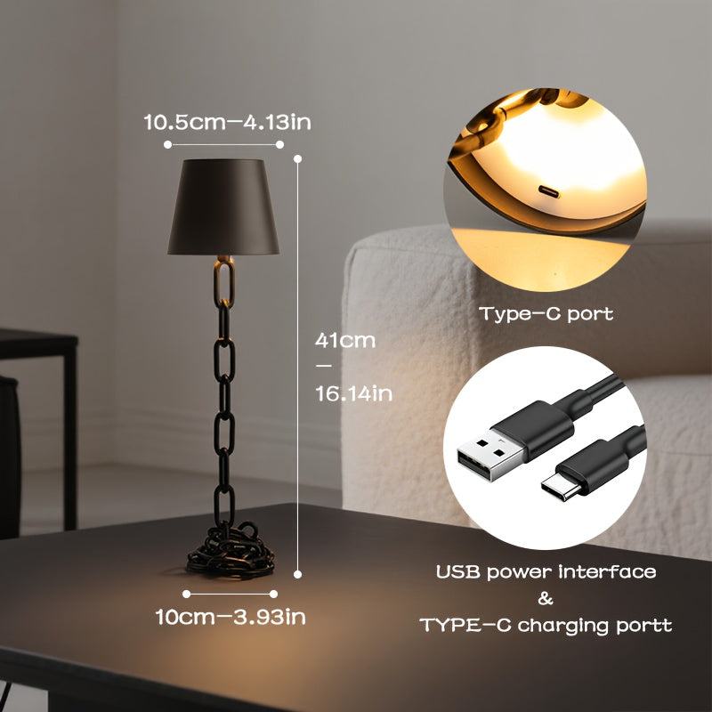 Kædelink Bordlampe – Genopladelig med Touch-Dæmper