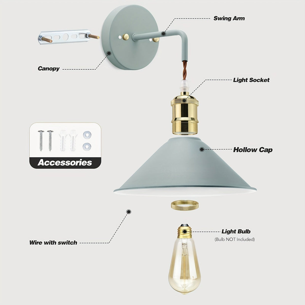 Moderne metalvæglampe – industriel stil, oliebehandlet finish