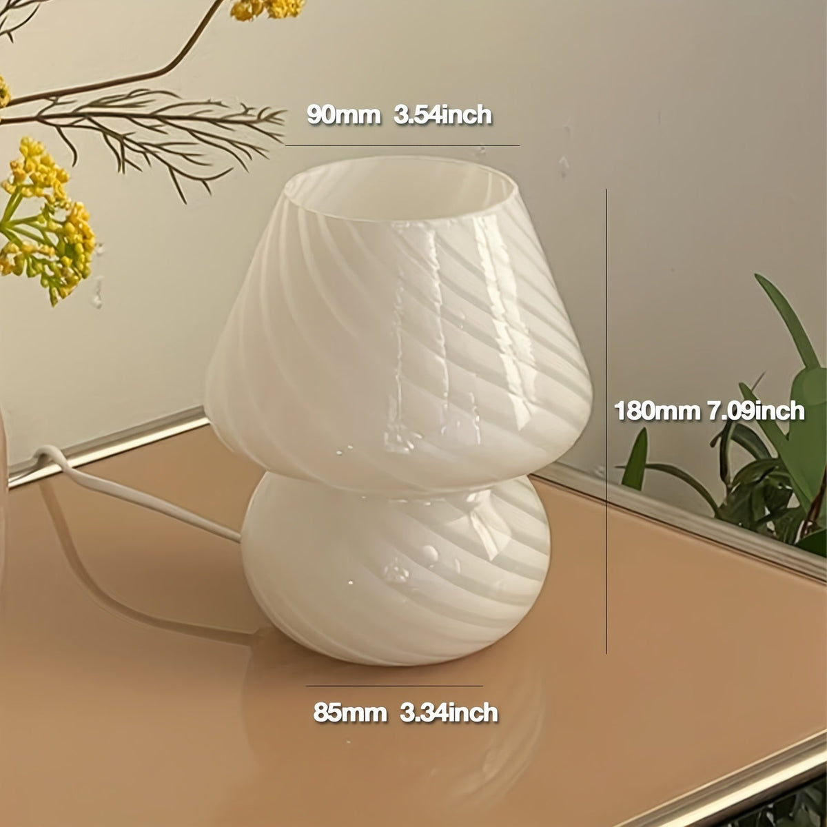 Murano-stil svampelampe – USB dæmpbar bordlampe