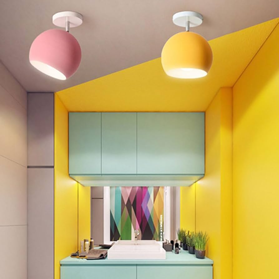 Macaron-loftlampe – rund aluminiumslampe i pastelfarver
