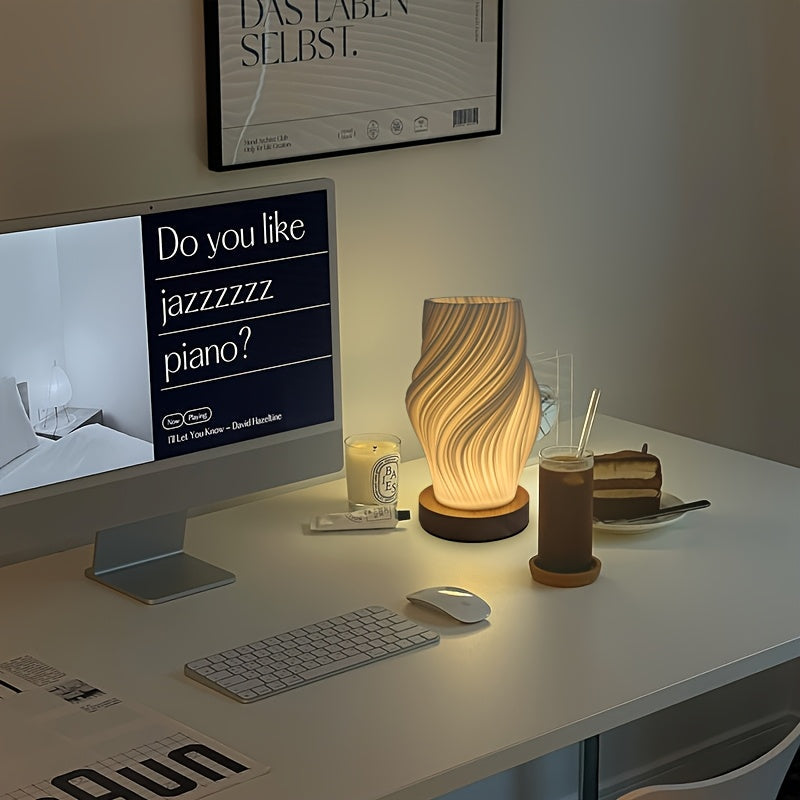 Moderne LED-bordlampe med swirl-design – dæmpbar
