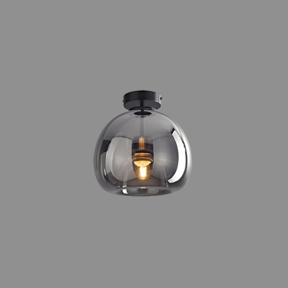 Vintage Bobleglas Loftlampe – Retro Ravfarvet Pendel