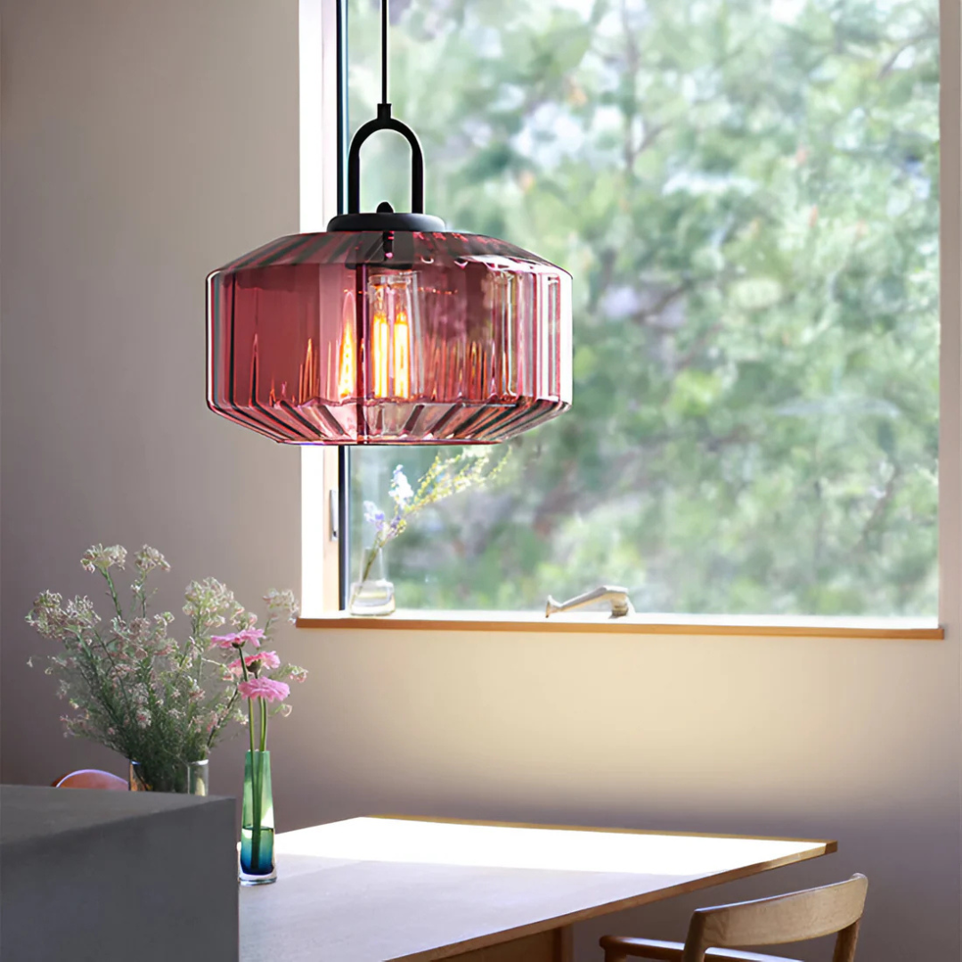 Mireta – glaspendel med retrofarvet glas