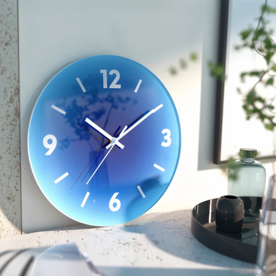 Solnedgang Vægur – Glas i Gradientdesign
