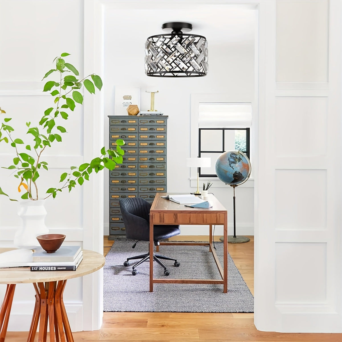 Moderne krystalloftlampe – elegant semi-flush armatur