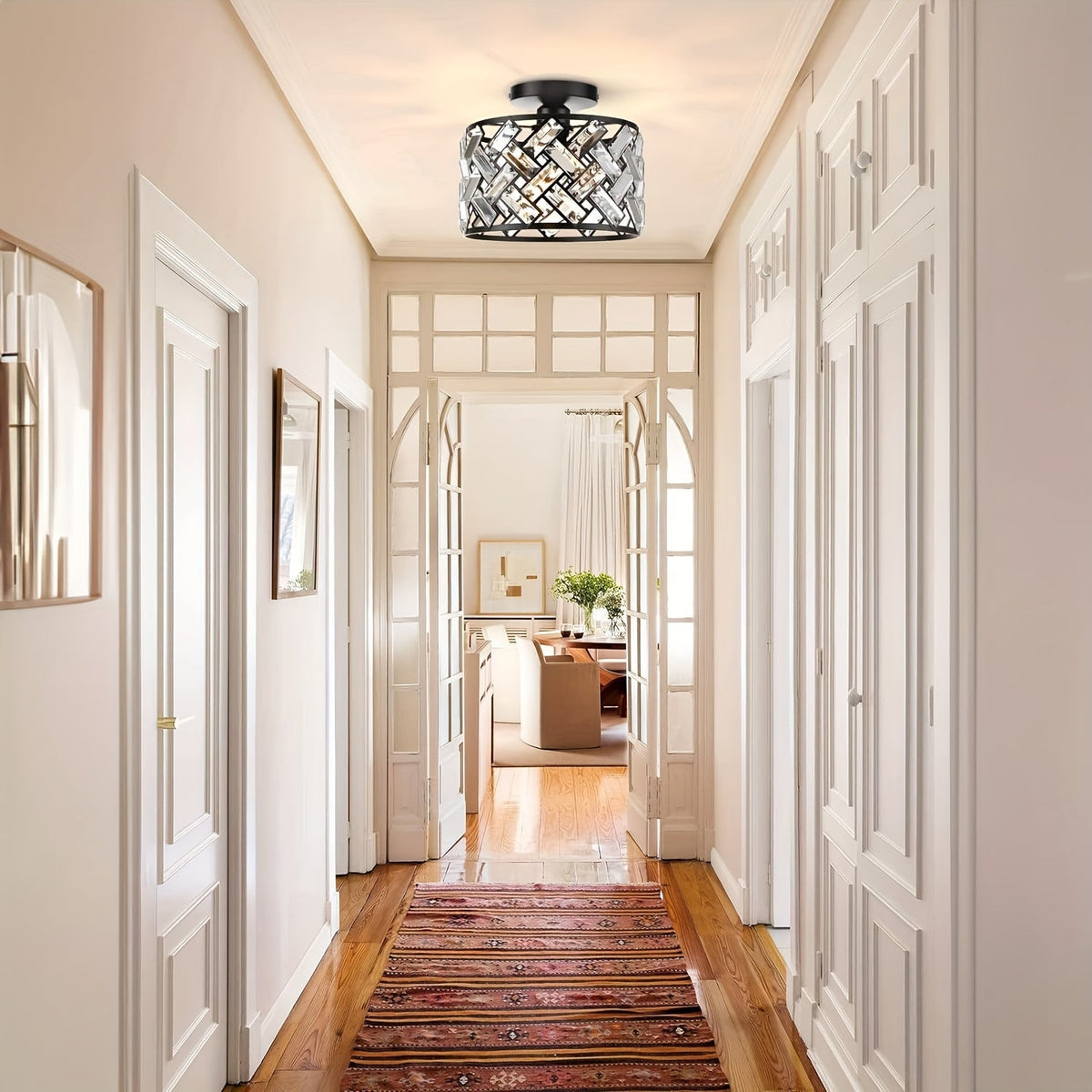 Moderne krystalloftlampe – elegant semi-flush armatur