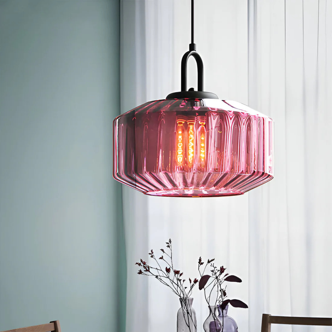 Mireta – glaspendel med retrofarvet glas