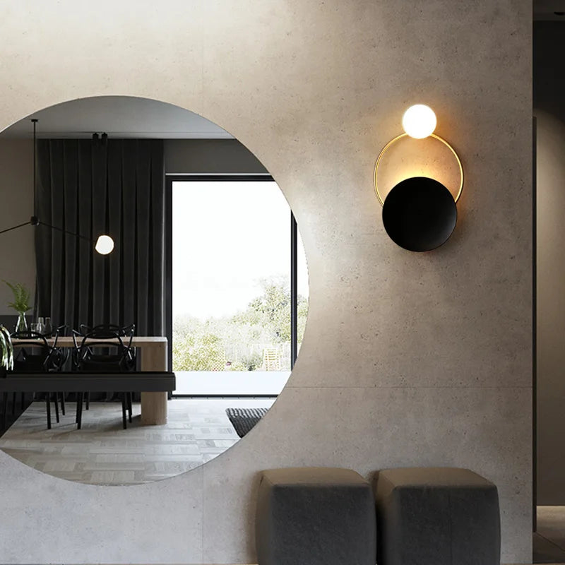Designer glasvæglampe – rund, sfærisk form