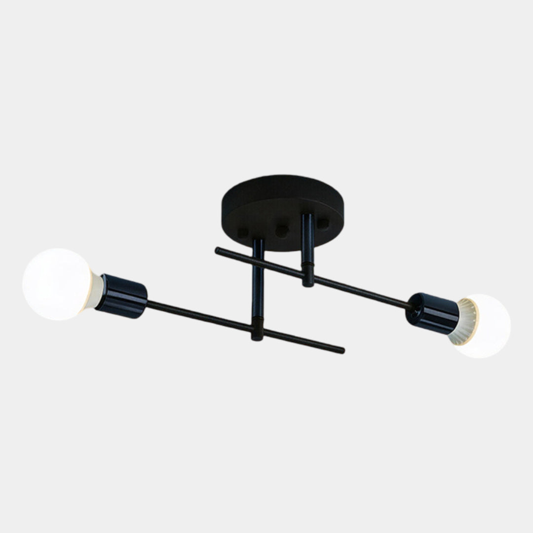 Moderne 2-lys loftlampe – Sort og guld i geometrisk design
