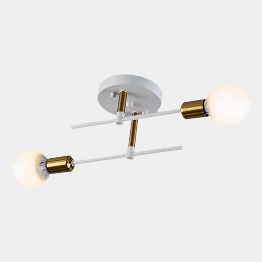 Moderne 2-lys loftlampe – Sort og guld i geometrisk design