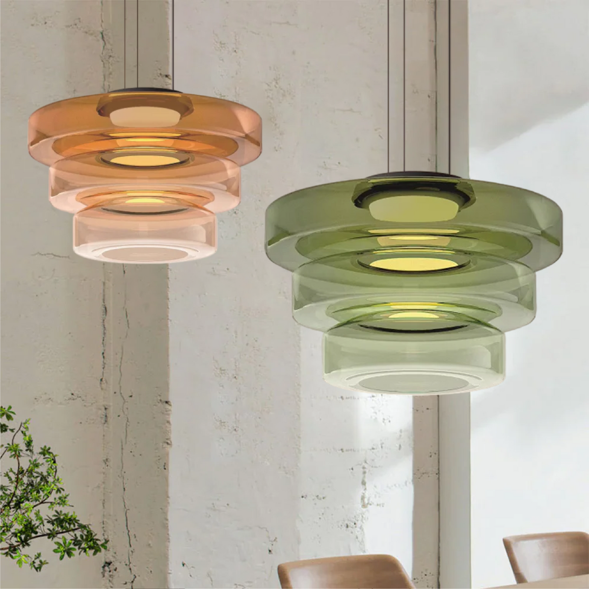 Glaspendel i Bauhaus-stil – lagdelt glasskærm