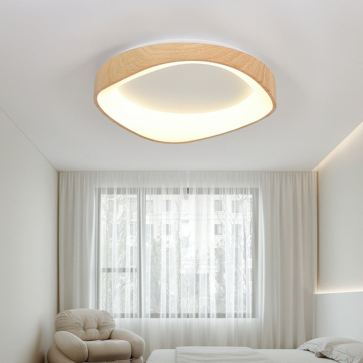 Nordisk Trælook Loftlampe – Kunstnerisk LED-design