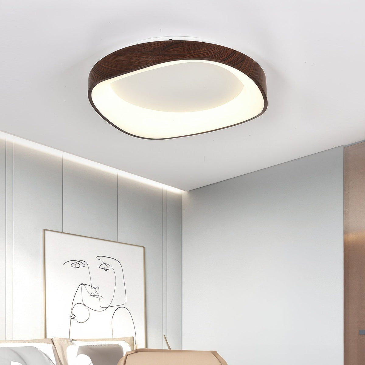 Nordisk Trælook Loftlampe – Kunstnerisk LED-design