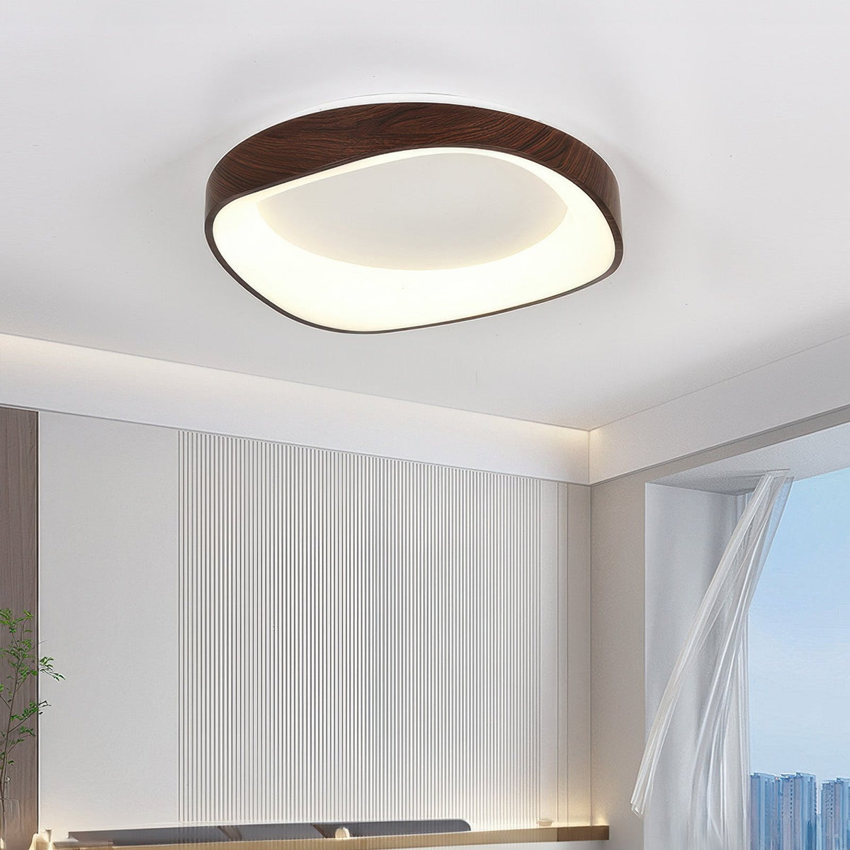Nordisk Trælook Loftlampe – Kunstnerisk LED-design