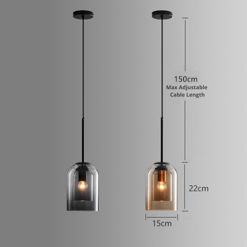 Mica Mid-Century Pendel | Dobbelt Glasskærm