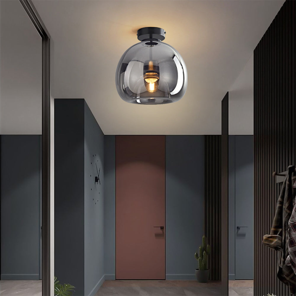 Vintage Bobleglas Loftlampe – Retro Ravfarvet Pendel