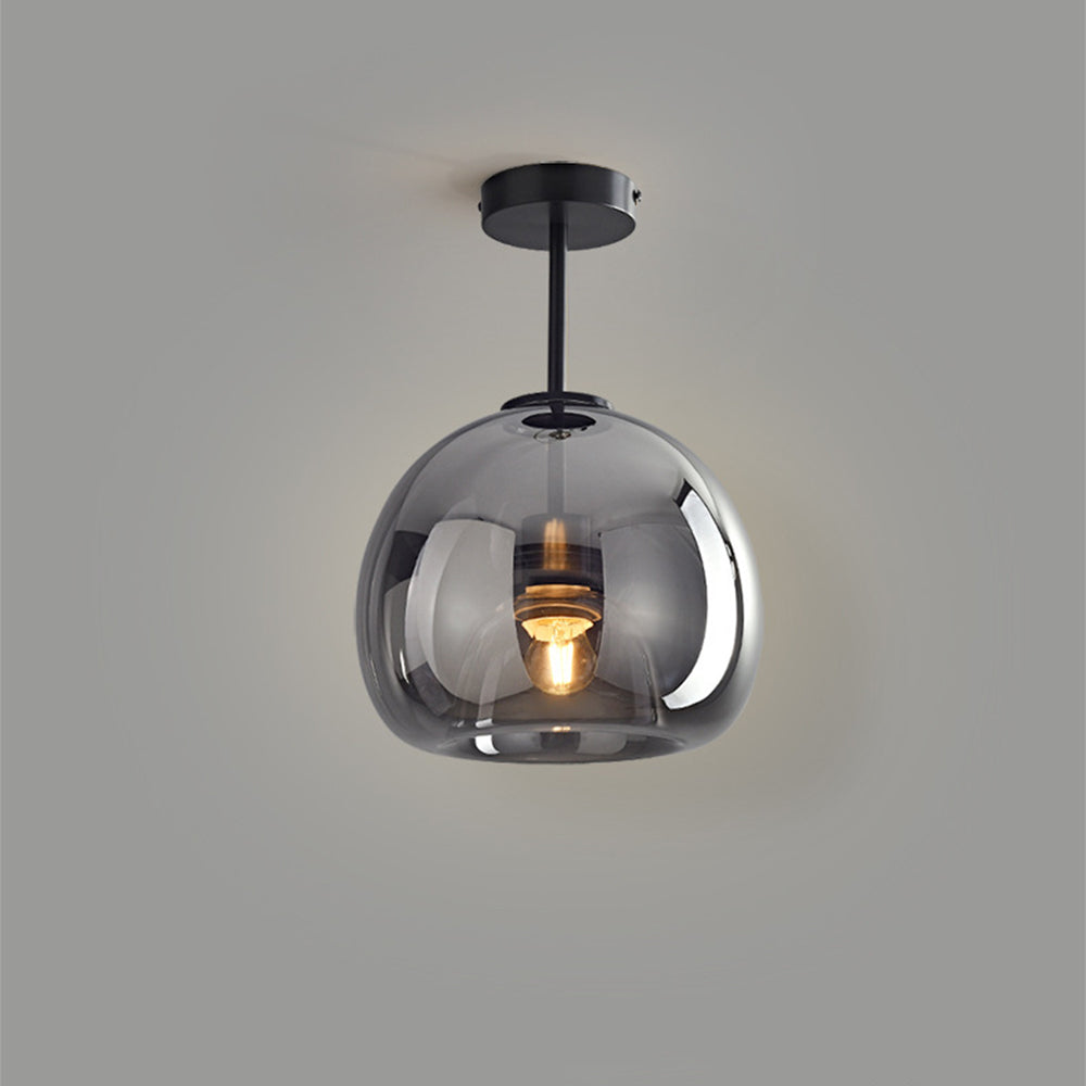 Vintage Bobleglas Loftlampe – Retro Ravfarvet Pendel