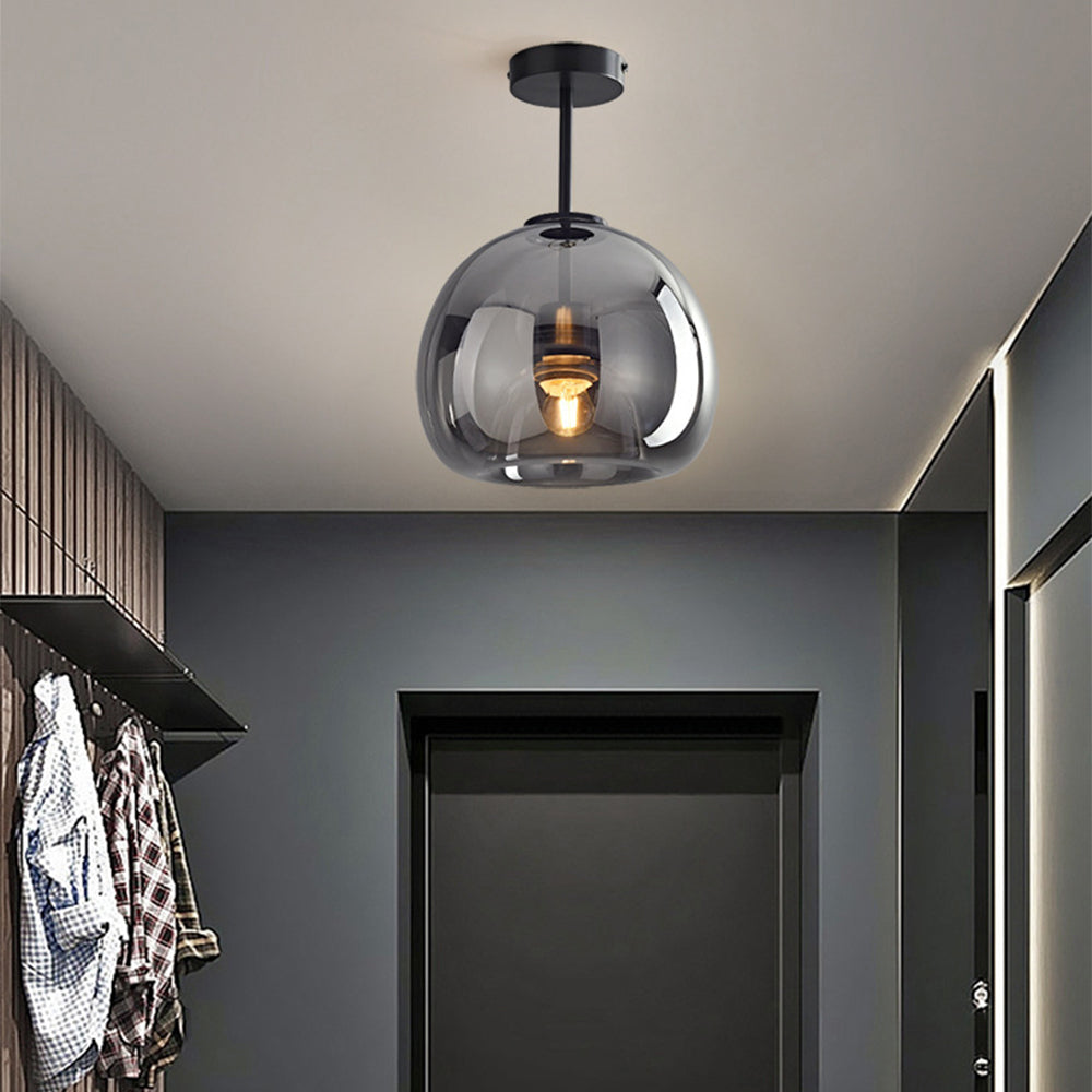 Vintage Bobleglas Loftlampe – Retro Ravfarvet Pendel