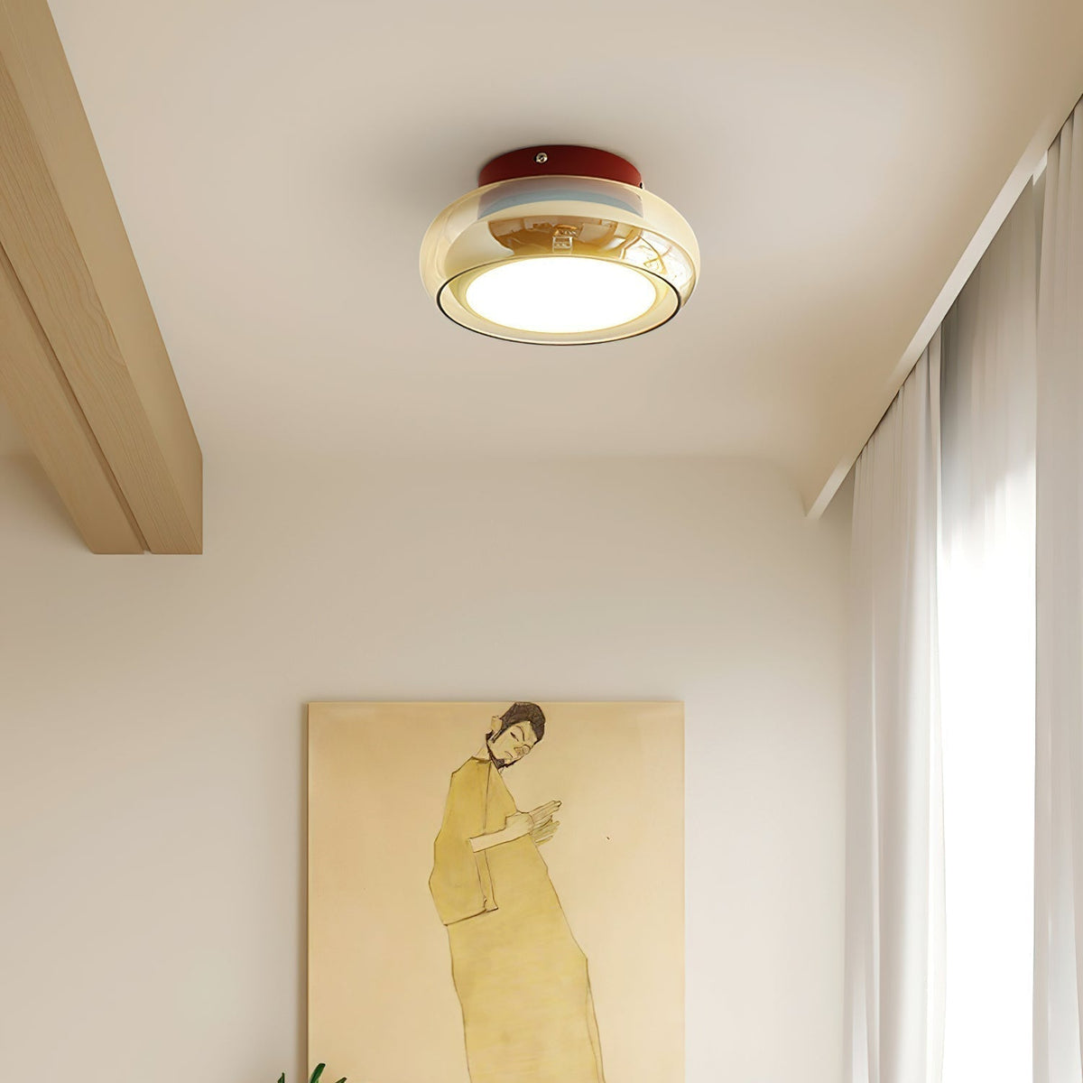 June retro loftlampe – glas med indbygget LED