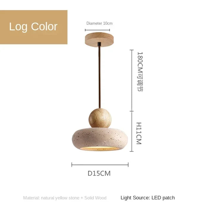 Natursten & Træ Pendel – Vintage Minimalistisk Design