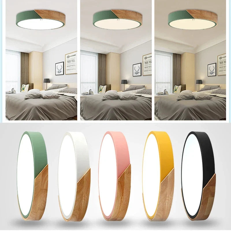 LED-loftlampe i træ og metal – nordisk design
