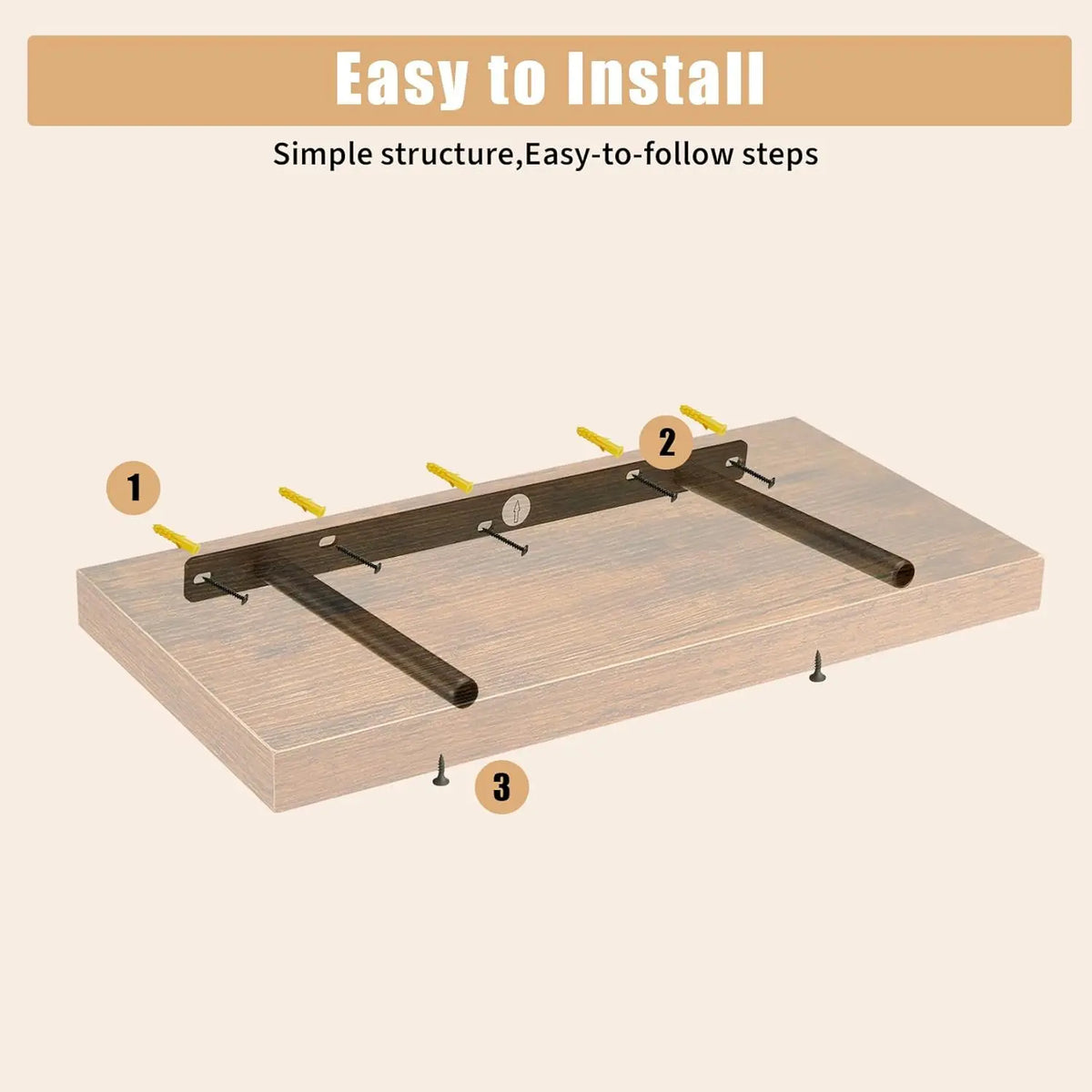HYLDA Estante de pared – Juego de 5 estantes flotantes de madera rústica
