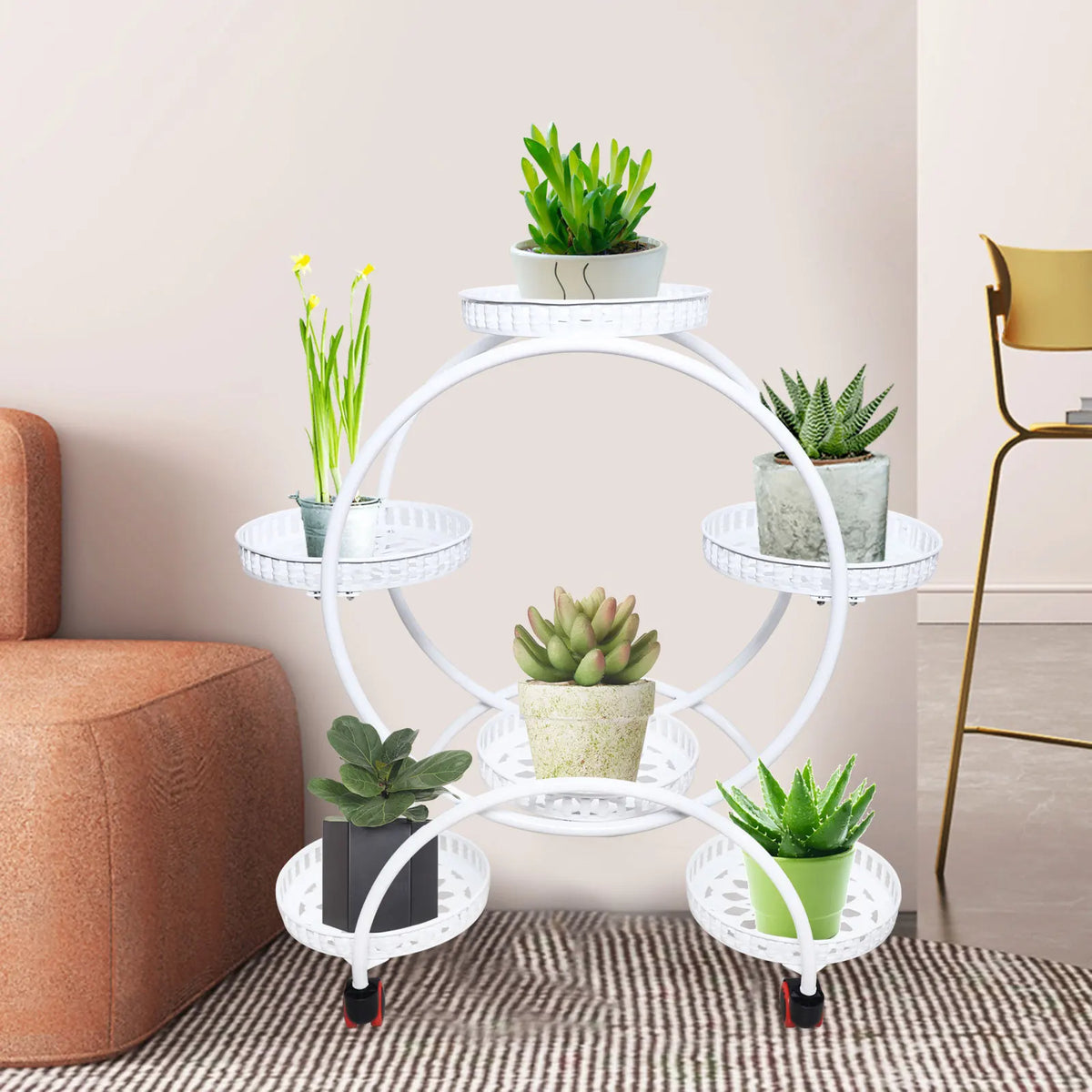 Metal planteholder på hjul – 6 niveauer til planter